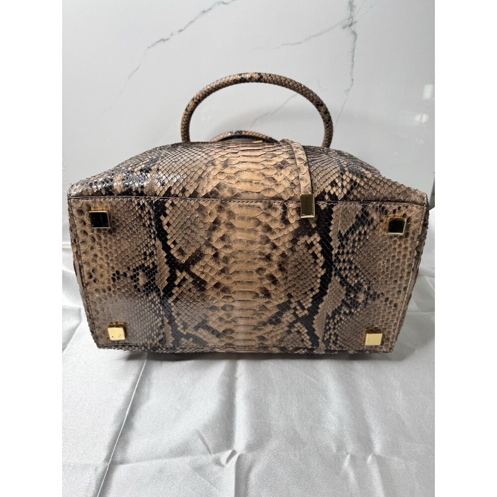 RARE 2015 Michael Kors Collection Brown Black Large Miranda Python Leather Tote - Picture 10 of 16